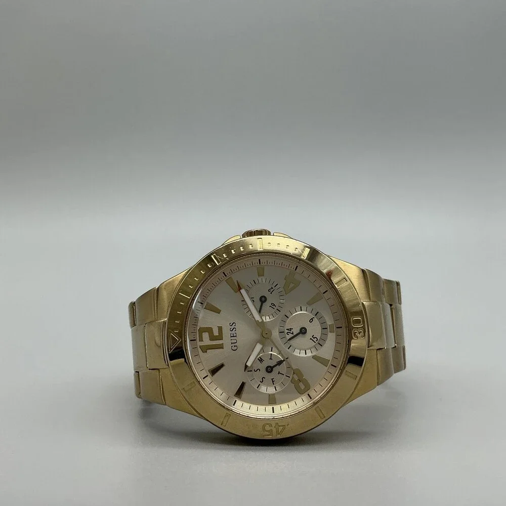 Guess Waterpro Womens Watch 39mm Champagne Dial Gold Tone New Battery 6.25